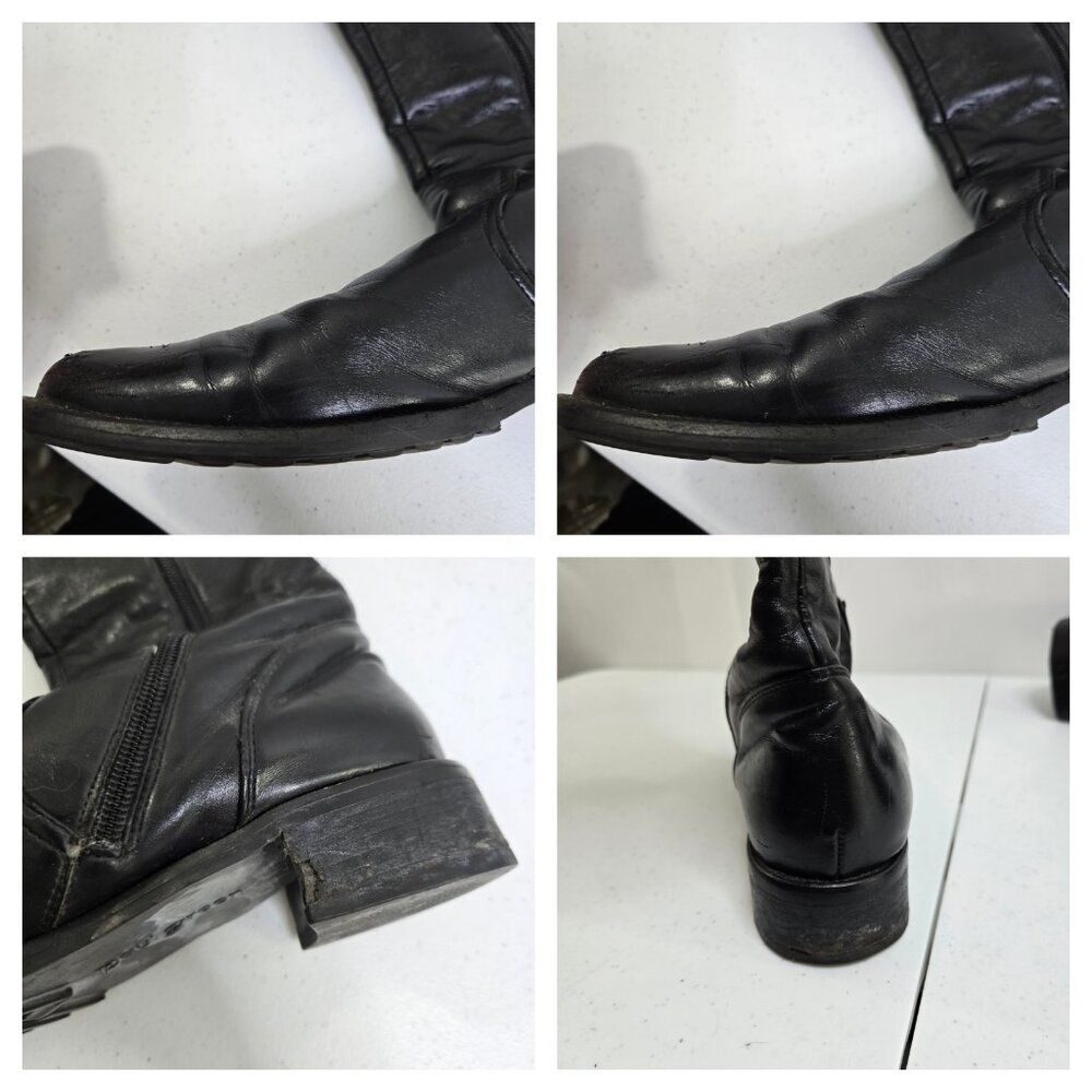 Paul Green US 11 8.5 Black Leather Boots Buckle Riding Tall Knee High Womens - Picture 3 of 8